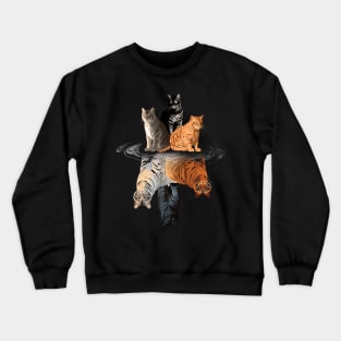 Cats Lover Cat Water Reflection Cats Tigers Crewneck Sweatshirt